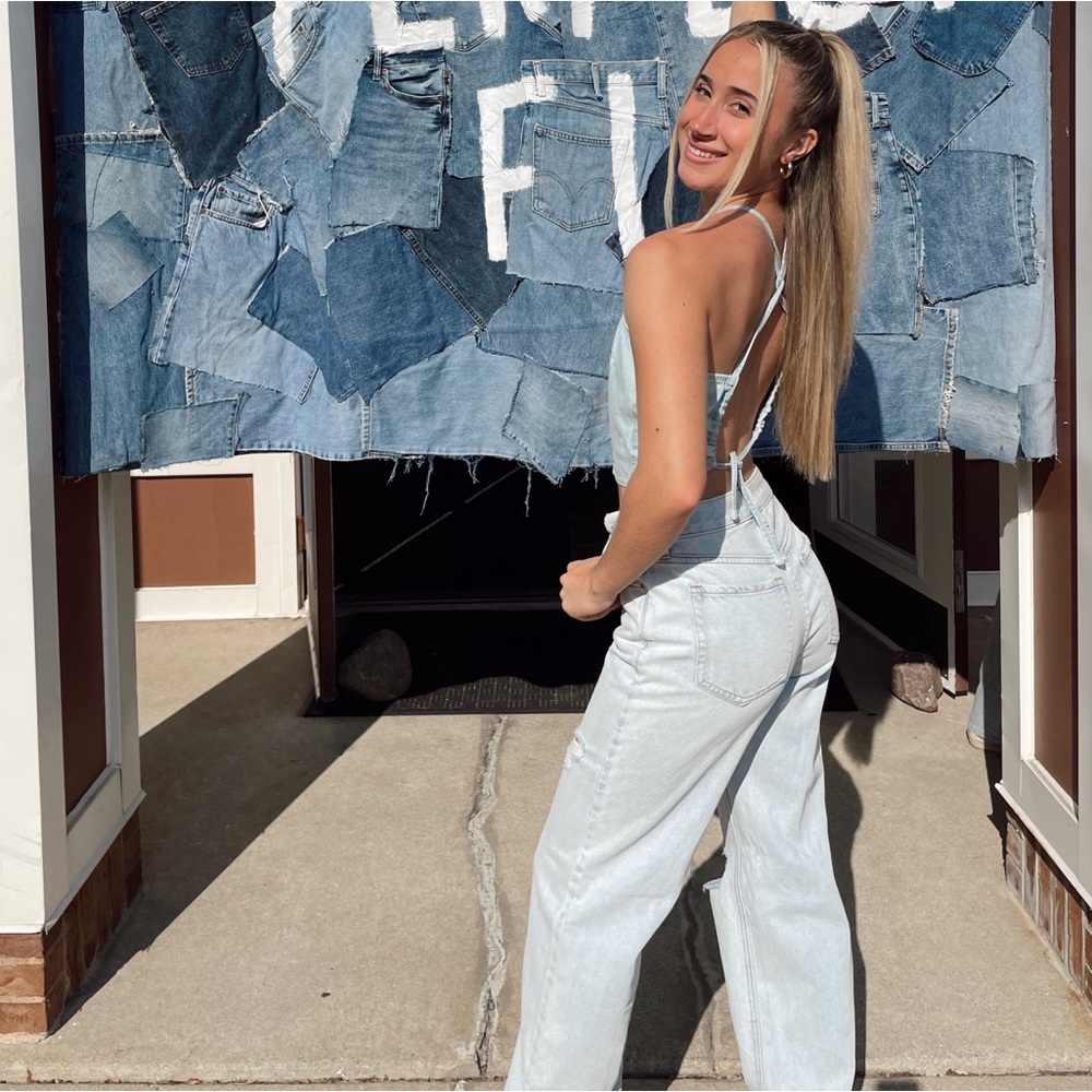 PacSun Eco Light Indigo Fold-Over Ripped 90’s Boyfriend Jeans